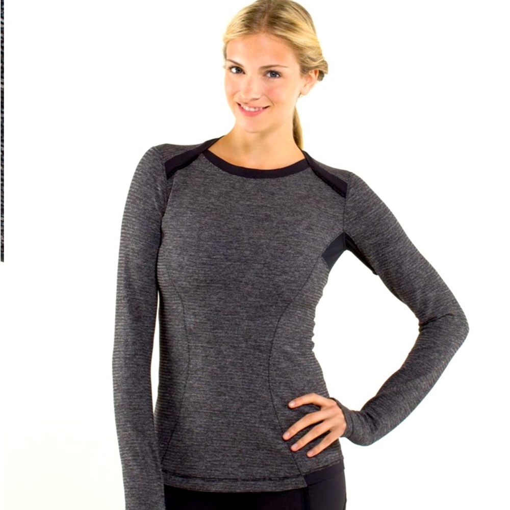 Lululemon Base Runner Long Sleeve- Heathered Black/ Black - Women’s Small - Picture 1 of 13